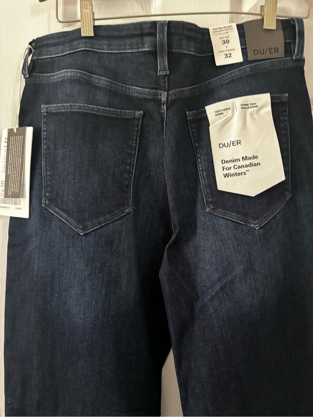 High-Rise Straight Leg Jeans in Deep Indigo w/ tech fleece lining - Picture 11 of 13